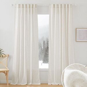 NICETOWN -  Semi-Sheer Linen Curtains Light Filtering White